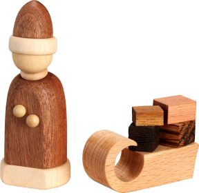Weihnachtsmann mit Schlitten, Edelholzausführung, 2-teilig Weihnachtsmann mit Schlitten, Edelholzausführung, 2-teilig