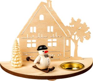Kerzenhalter mit Figuren - Schneemann, schwarz Kerzenhalter mit Figuren - Schneemann, schwarz