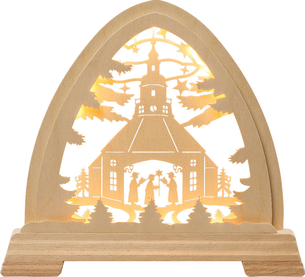 kleiner gotischer Bogen mit LED-Band - Seiffener Kirche