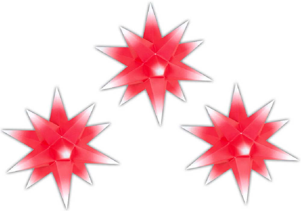 3er-Set Adventsstern roter Kern mit weißer Spitze