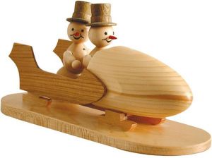 Schneemann - Zweierbob mit Zylinder
