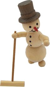 Schneemann - Curlingspieler mit Besen ohne Sockel