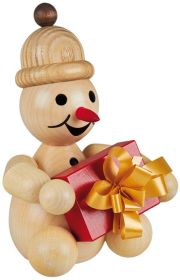 Schneemann Junior mit Geschenk