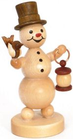 Schneemann mit Vogel und Laterne - groß