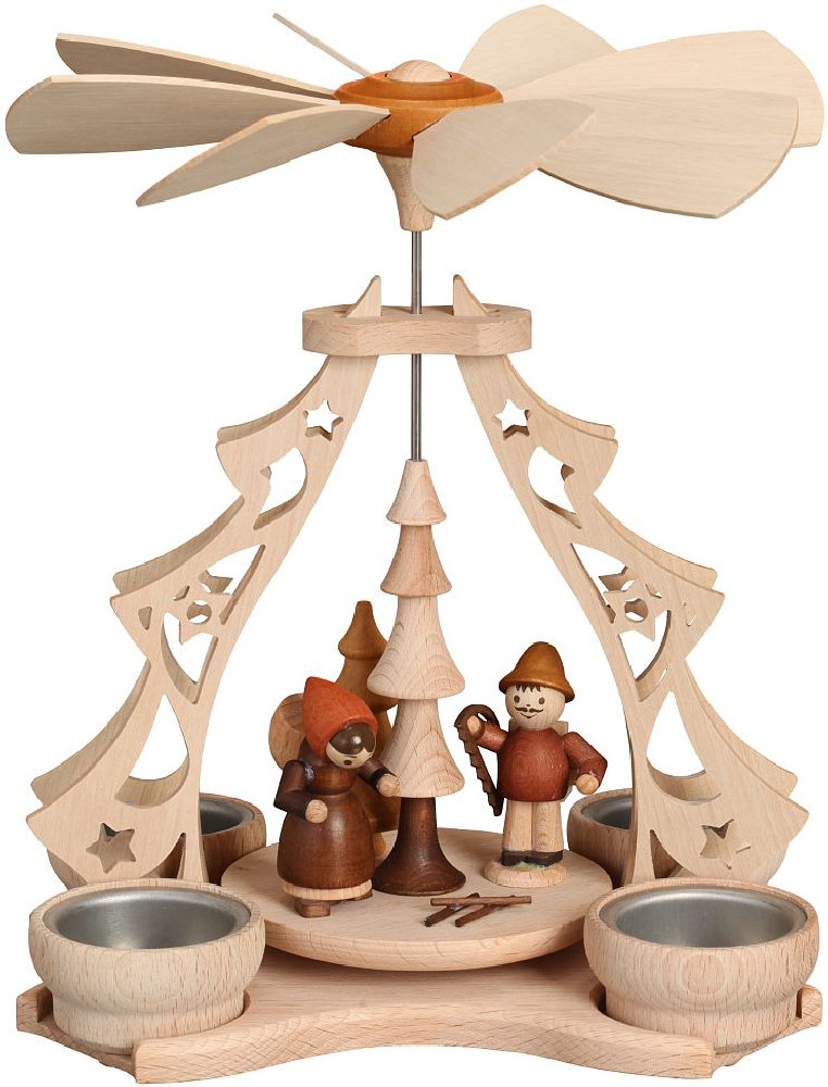 Tischpyramide Waldfiguren f. 4 Teelichter