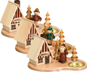 Teelichthalter - Rauchhausset, 3-teilig - Förster, Waldarbeiter, Weihnachtsmann