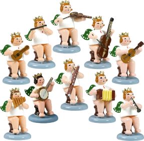 Engelmusikanten, sitzend, 10-teilig, Variante 2 - mit Krone Engelmusikanten, sitzend, 10-teilig, Variante 2 - mit Krone