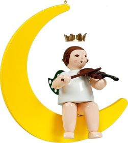 großer Engel auf Mond mit Geige - hängend, mit Krone großer Engel auf Mond mit Geige - hängend, mit Krone