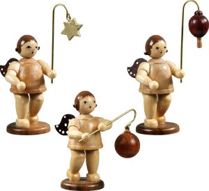 Lampionengel, 3-teilig, Variante 1 - ohne Krone, natur