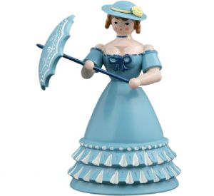 Biedermeierfrauen blau mit Schirm Biedermeierfrauen blau mit Schirm
