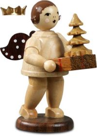 Geschenkeengel mit Baum - mit Krone, natur