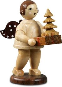 Geschenkeengel mit Baum - ohne Krone, natur