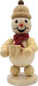 Schneemann Junior mit Tasse und Schal