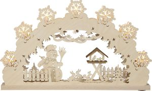 Schwibbogen Schneemann, 7 flg. Schwibbogen Schneemann, 7 flg.