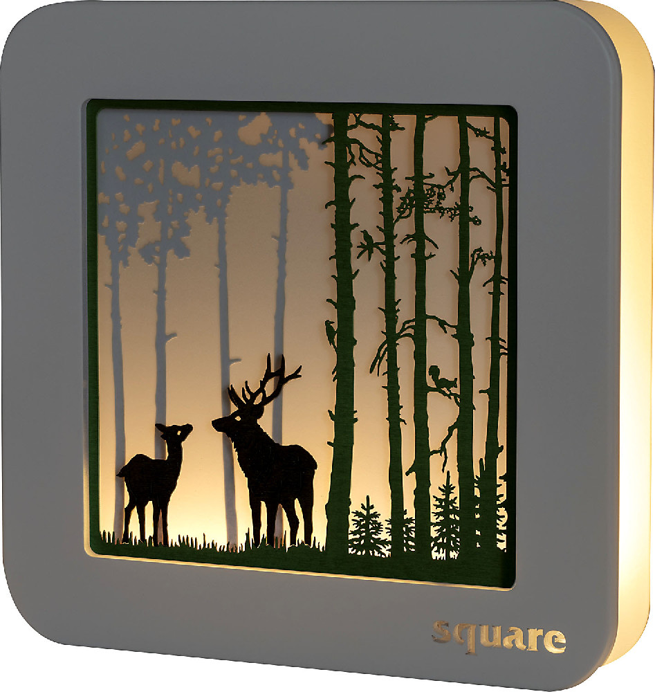 Square Standbild LED - Wald, weiß/grün