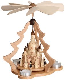 Tischpyramide mit Dresdner Frauenkirche, groß, natur Tischpyramide mit Dresdner Frauenkirche, groß, natur