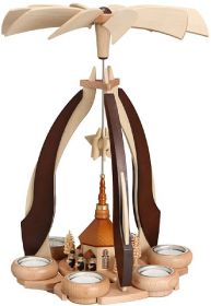 Pyramide 2farbig Seiffener Kirche für 6 Teelichter Pyramide 2farbig Seiffener Kirche für 6 Teelichter