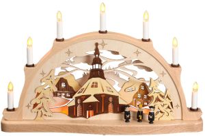 Schwibbogen Seiffener Kirche mit Figuren Schwibbogen Seiffener Kirche mit Figuren