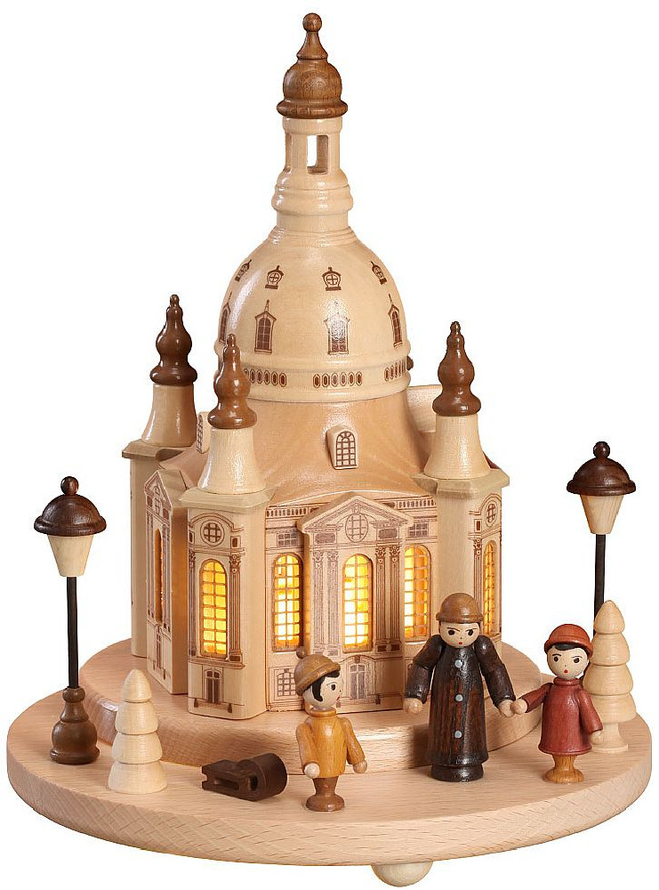 Beleuchteter Sockel - Dresdner Frauenkirche, mit Figuren