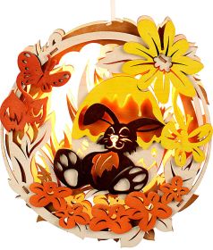 beleuchtetes Fensterbild - müder Osterhase
