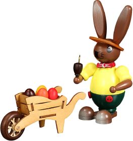 Räuchernder Osterhase mit Schubkarre Räuchernder Osterhase mit Schubkarre
